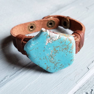 Desert Sky Treasure Cuff | Turquoise Leather Western Bracelet/Sinton, TX