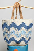 Saltwater Stroll Beach Tote | Blue Woven Coastal Tote Bag/Sinton, TX