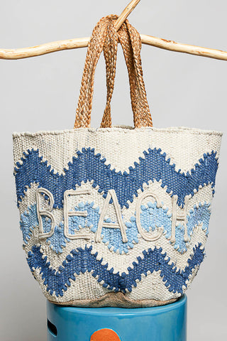 Saltwater Stroll Beach Tote | Blue Woven Coastal Tote Bag/Sinton, TX