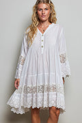 White Boho Lace Tiered Mini Dress for Women/Sinton, TX