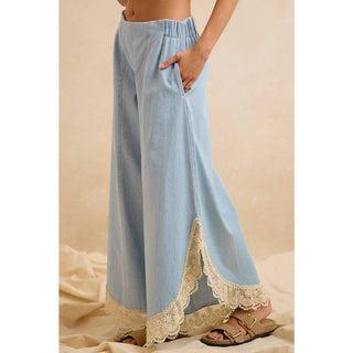 Denim & Lace  Palazzo Pants