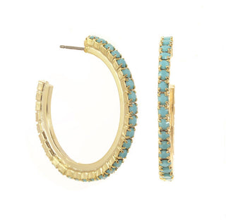 Color Me Chic Gold Tone Stone Hoop Earrings | Scarlett's Boutique/Sinton, TX