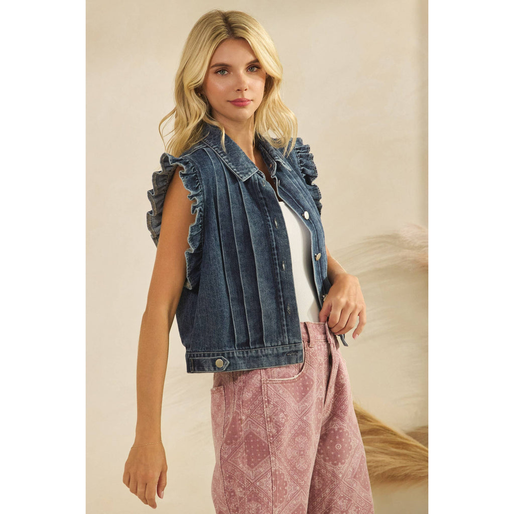 Denim Darling Ruffle Vest