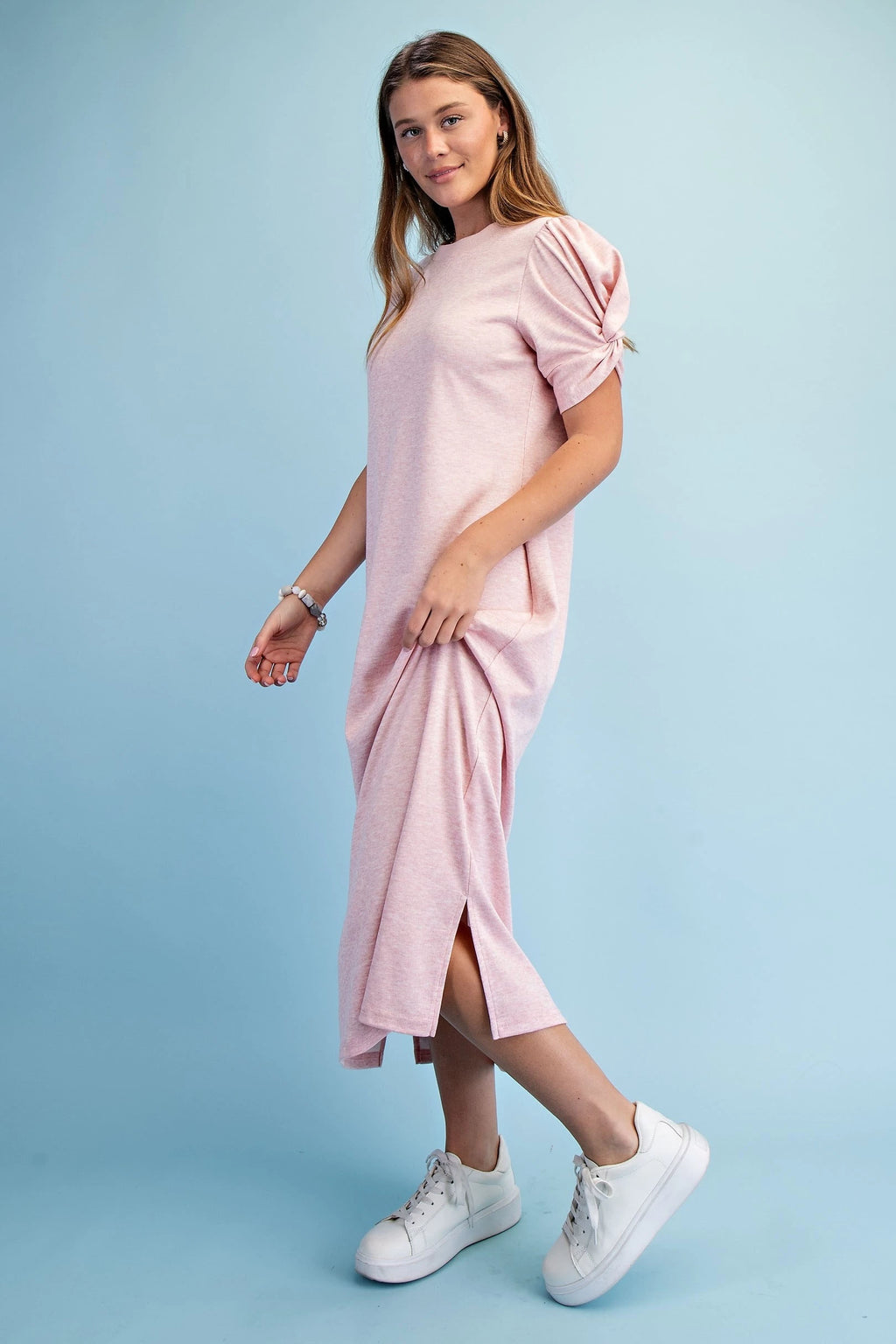 Blush & Twirl Midi Dress