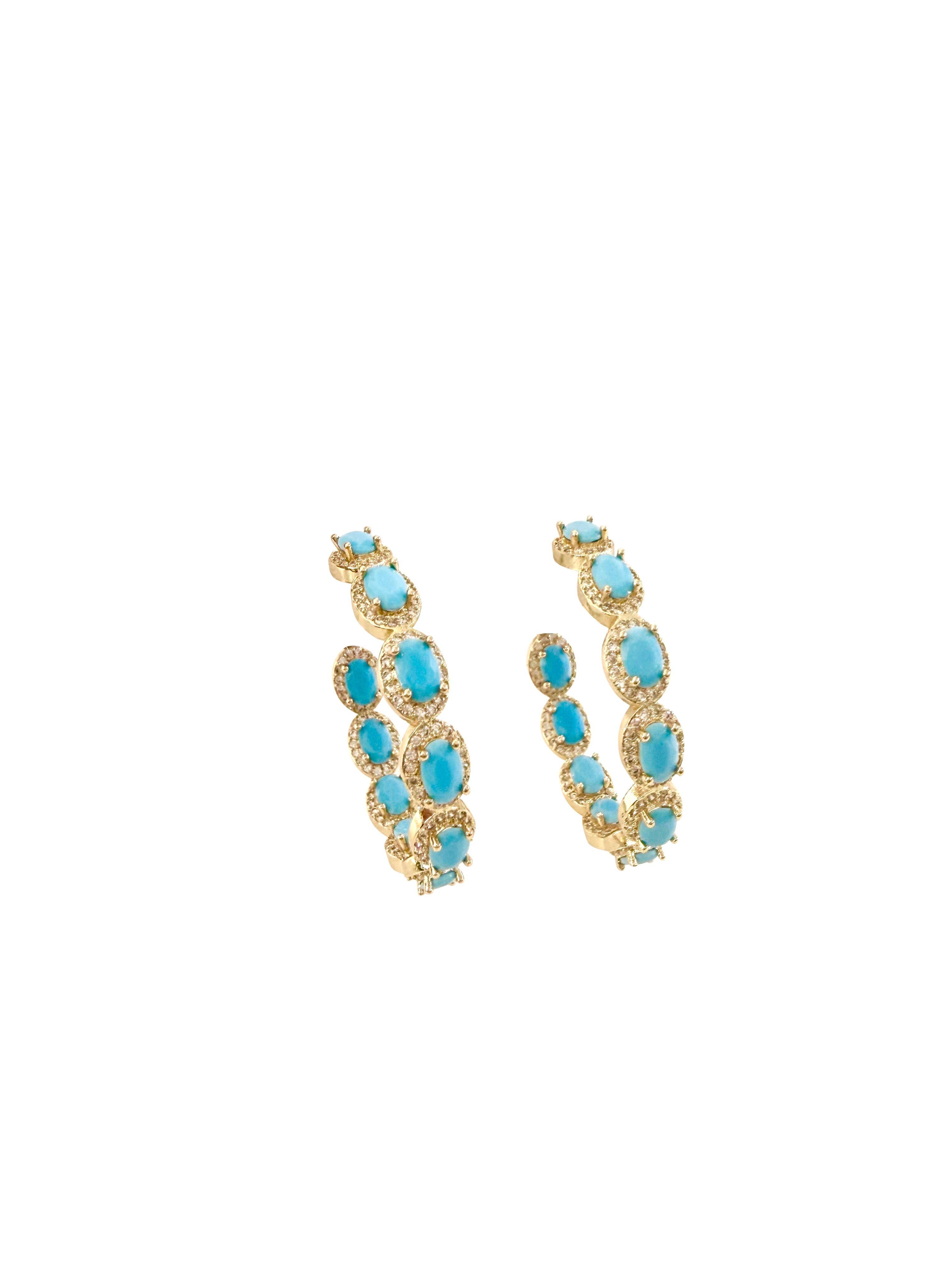 Seaside Sparkle Hoop Earrings | Turquoise Crystal Jewelry/Sinton, TX