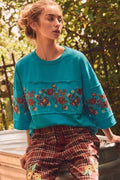 Floral Embroidered Oversized Boho Pullover/Sinton, TX
