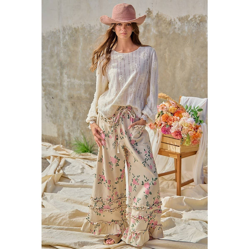 Blush & Bloom Ruffle Palazzo Pants