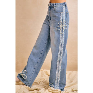 Pearls & Petals Straight Leg Jeans