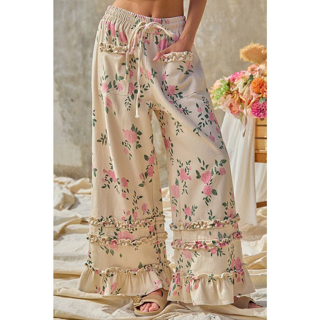 Women's Floral Wide Leg Boutique Pants/Sinton, TX