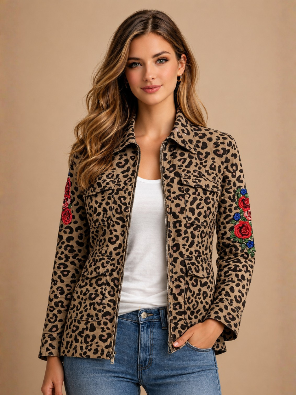 Wildflower Rebel Utility Jacket | Leopard Floral Boutique Jacket/Sinton, TX