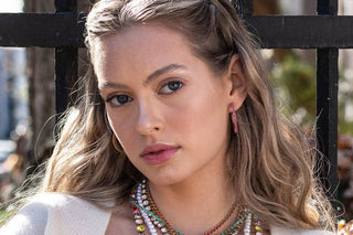 TOVA Color Me Chic Gold Tone Stone Hoop Earrings – Multiple Colors