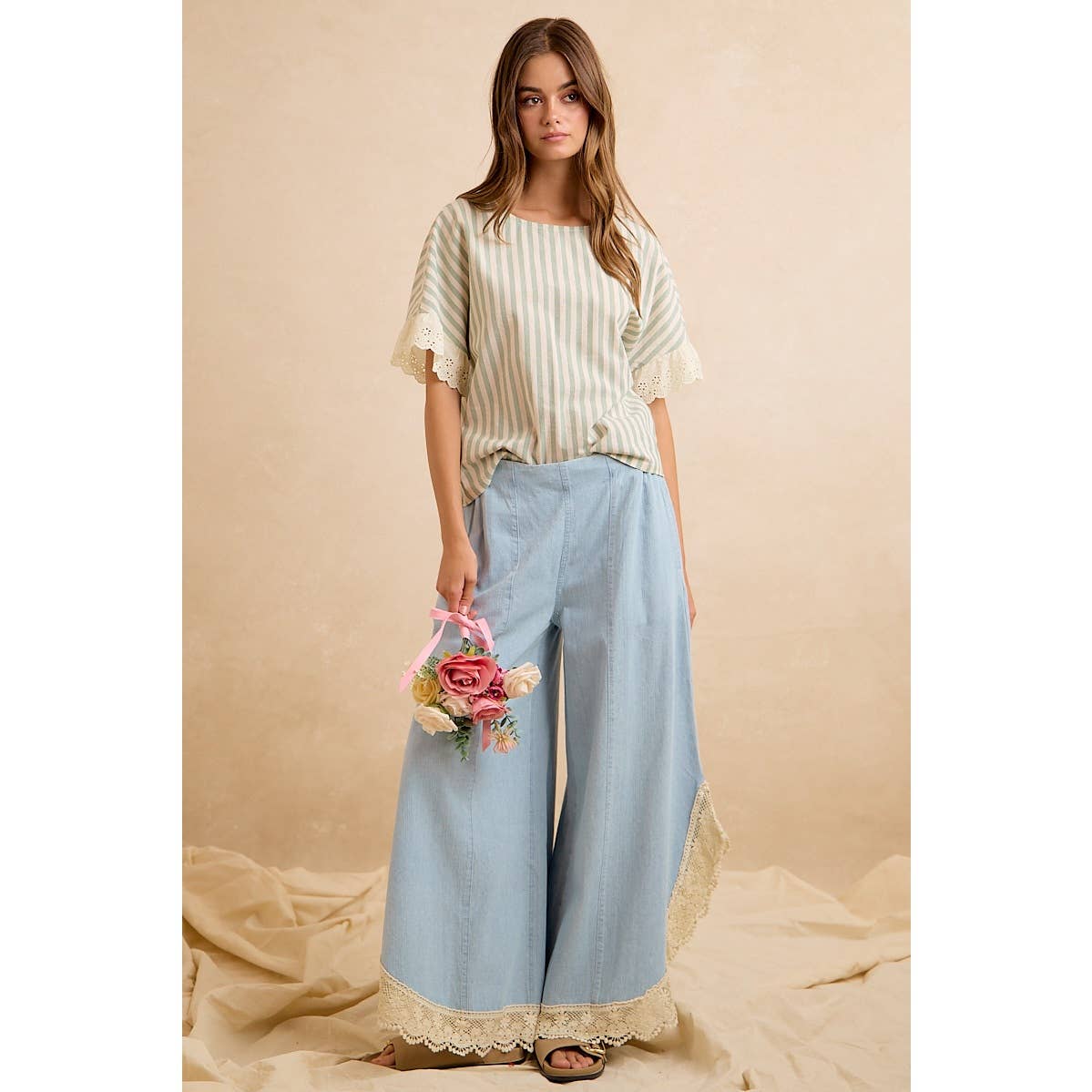 Bluebell Lace Drift Palazzo Pants