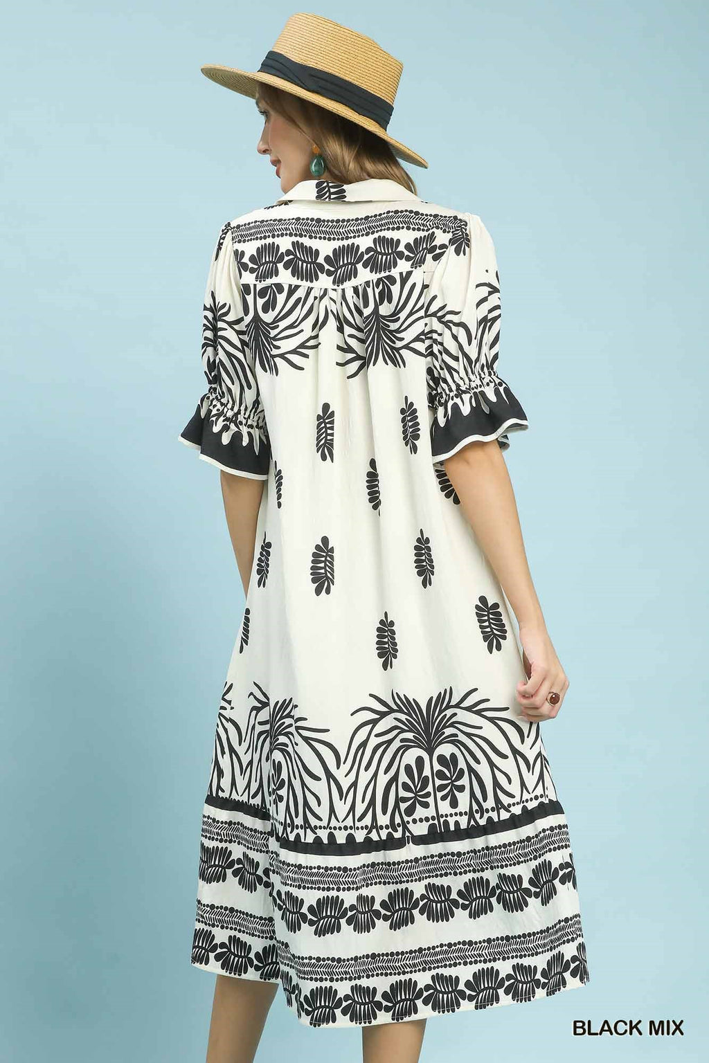 Palm & Porcelain Midi Dress