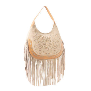 Desert Darlin’ Cream & Tan Embroidered Western Fringe Shoulder Bag