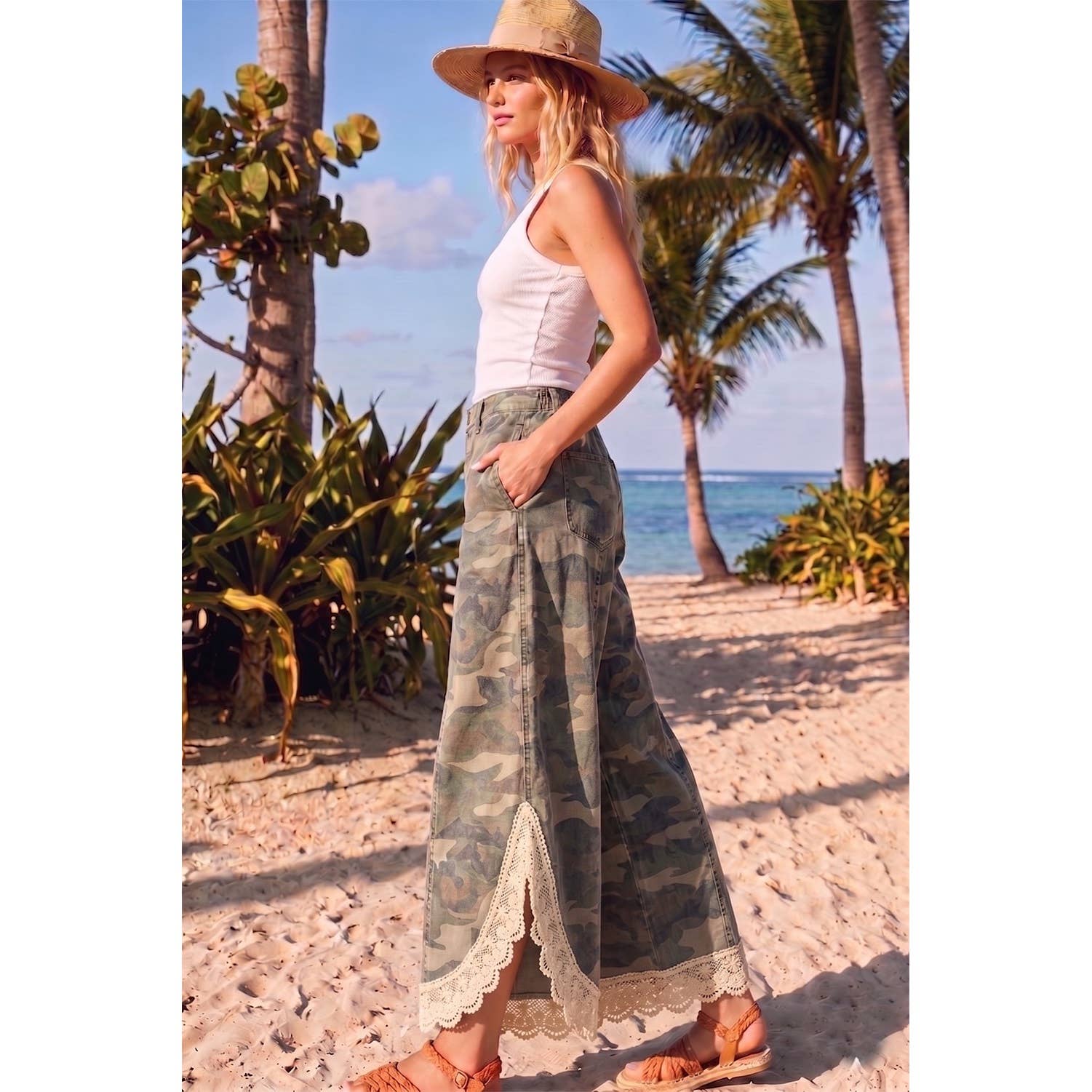 Lace & Liberty Camo Palazzo Pants