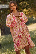 Plus Floral Printed Mini Dress