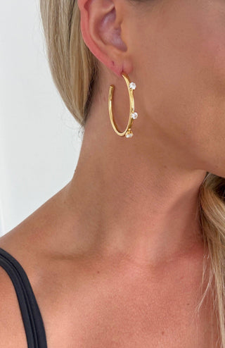 Golden Hour Glow Gold Crystal Statement Hoop Earrings