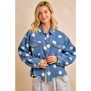 Dotty About Denim Jacket | Women's Polka Dot Denim Jacket Boutique Style/Sinton, TX