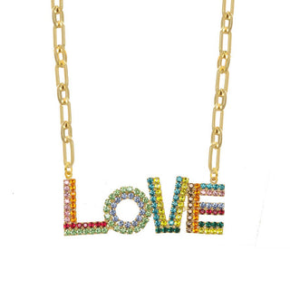Love Struck Rainbow Rhinestone LOVE Necklace | Scarlett's Boutique/Sinton, TX