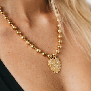 Gold Beaded Heart Pendant Necklace | Women's Statement Jewelry/Sinton, TX
