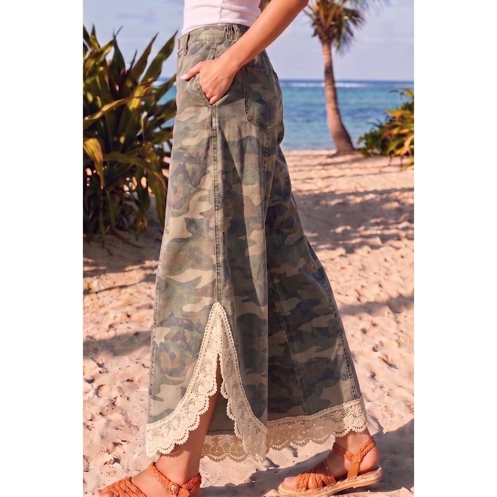 Lace & Liberty Camo Palazzo Pants