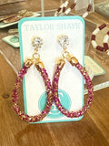 Pink/Gold Gameday Glitter Teardrops