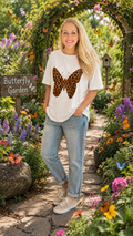 Women's Leopard Butterfly Oversized Graphic T-Shirt/Sinton, TX