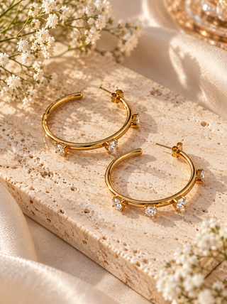 Gold Crystal Hoop Earrings | Sparkly Statement Jewelry for Women/Sinton, TX