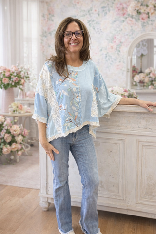 The Bluebell Breeze Patchwork Top