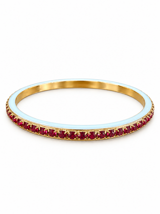 Color Crush Gold Tone Enamel Rhinestone Bangle Bracelet – Multiple Colors