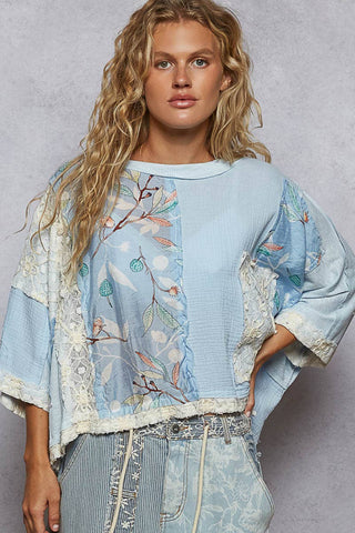 The Bluebell Breeze Patchwork Top