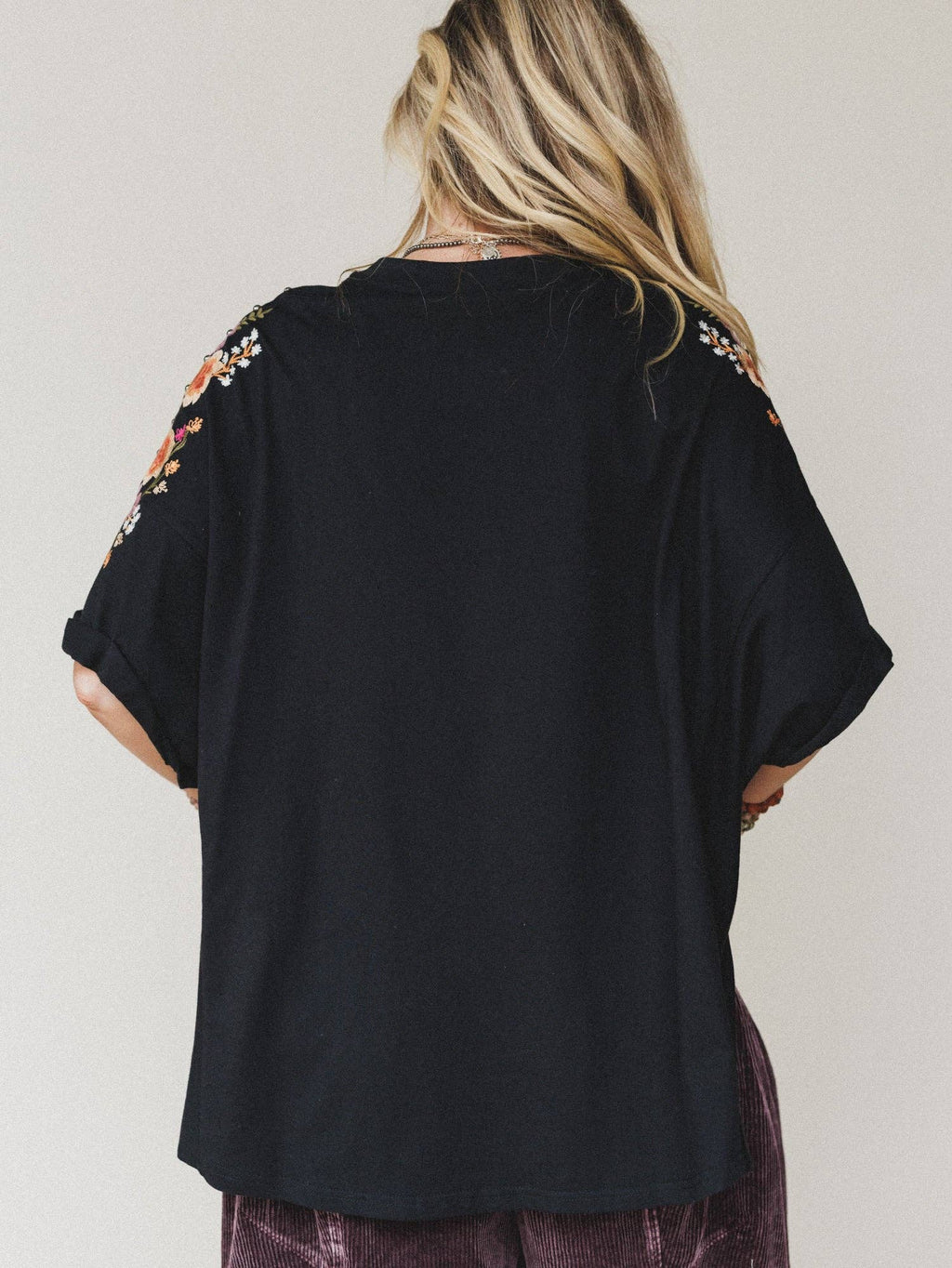 Midnight Bloom Embroidered Top