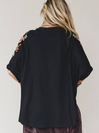 Midnight Bloom Embroidered Top