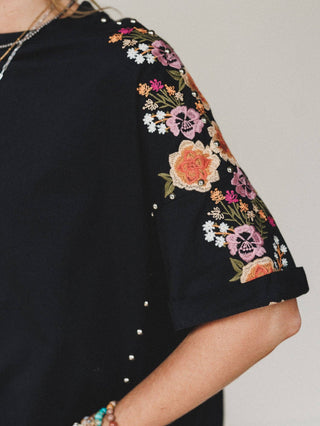 Midnight Bloom Embroidered Top