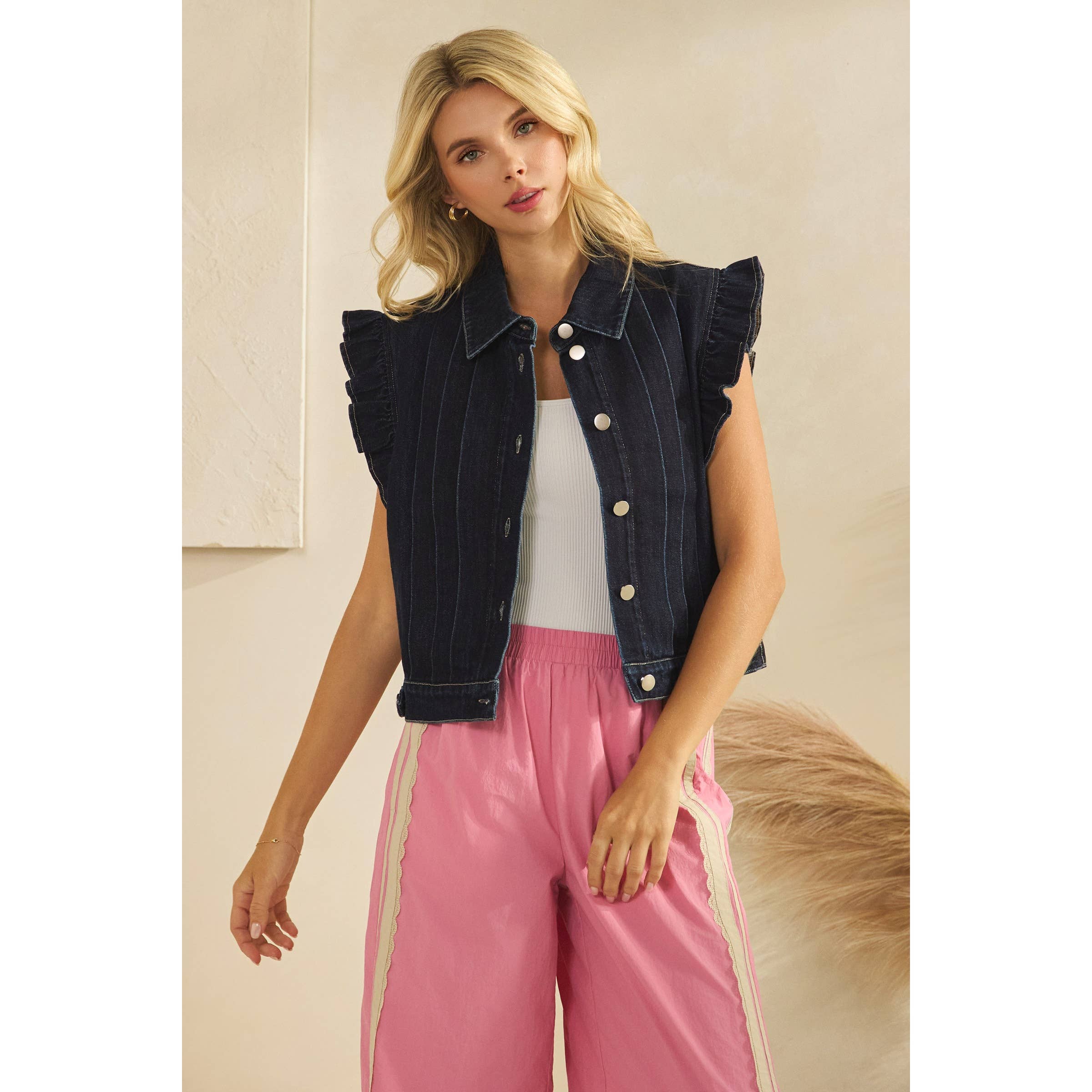 Denim Darling Ruffle Vest