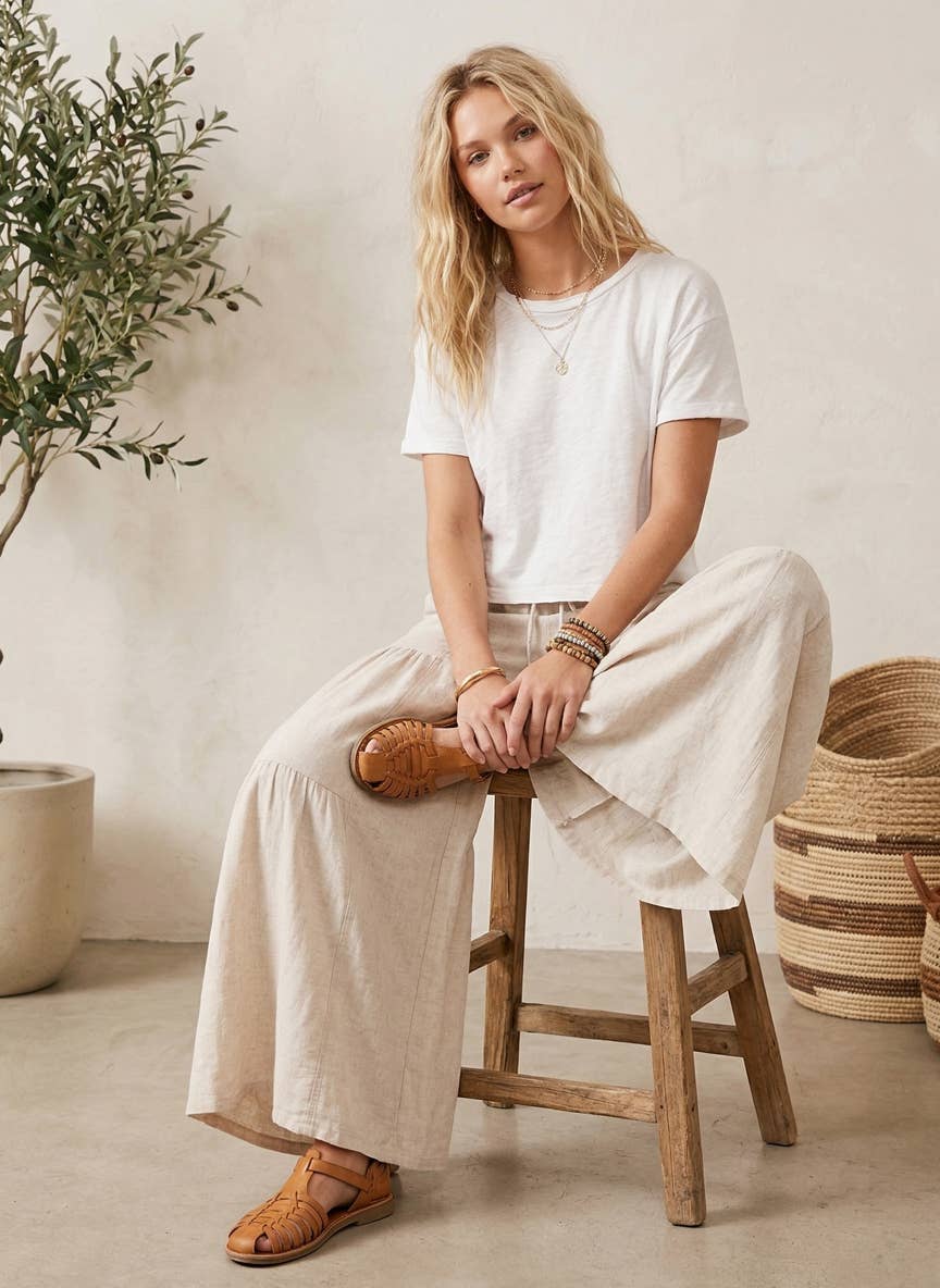 Seaside Serenity Tiered Palazzo Pants