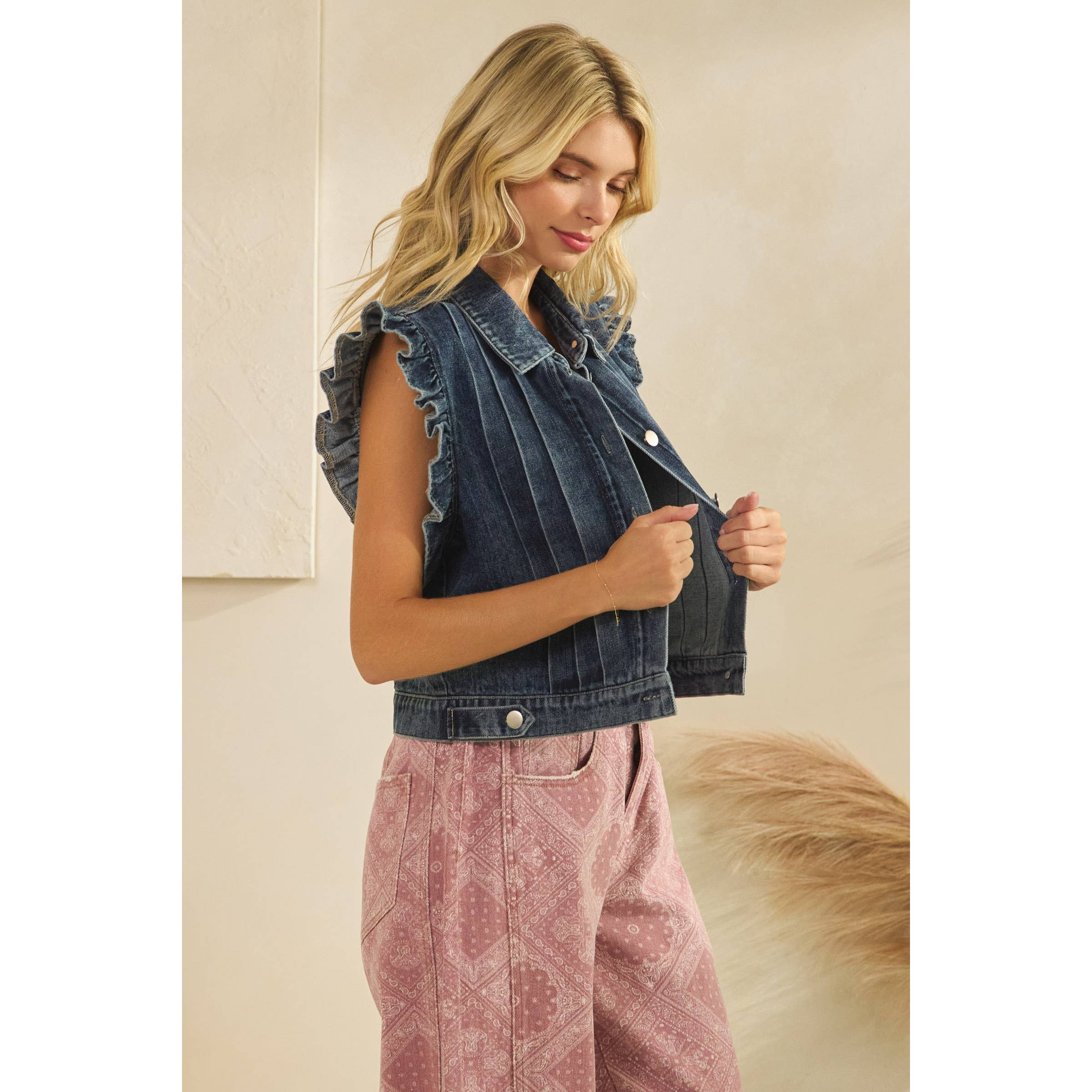 Denim Darling Ruffle Vest