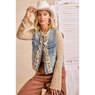 Prairie Belle Ruffle Denim Vest | Women's Western Boutique Vest/Sinton, TX