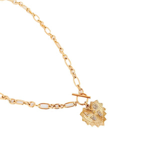 Heart of Gold Beaded Heart Pendant Necklace