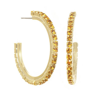 TOVA Color Me Chic Gold Tone Stone Hoop Earrings – Multiple Colors