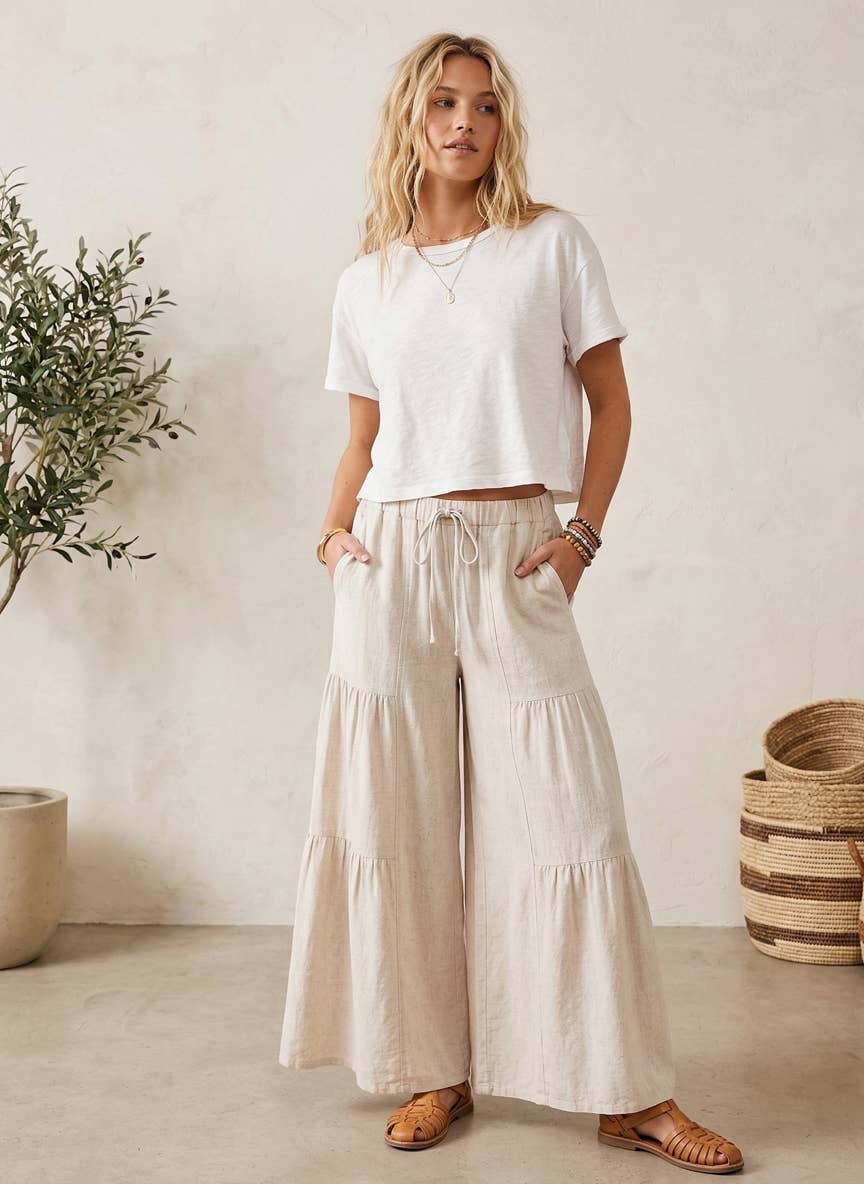 Seaside Serenity Tiered Palazzo Pants
