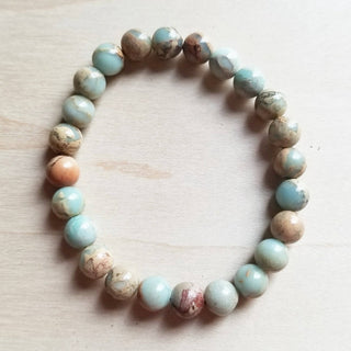 Seaside Serenity Beaded Bracelet | Blue Stone Stretch Bracelet/Sinton, TX