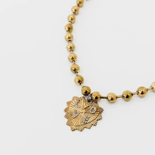 Heart of Gold Beaded Heart Pendant Necklace