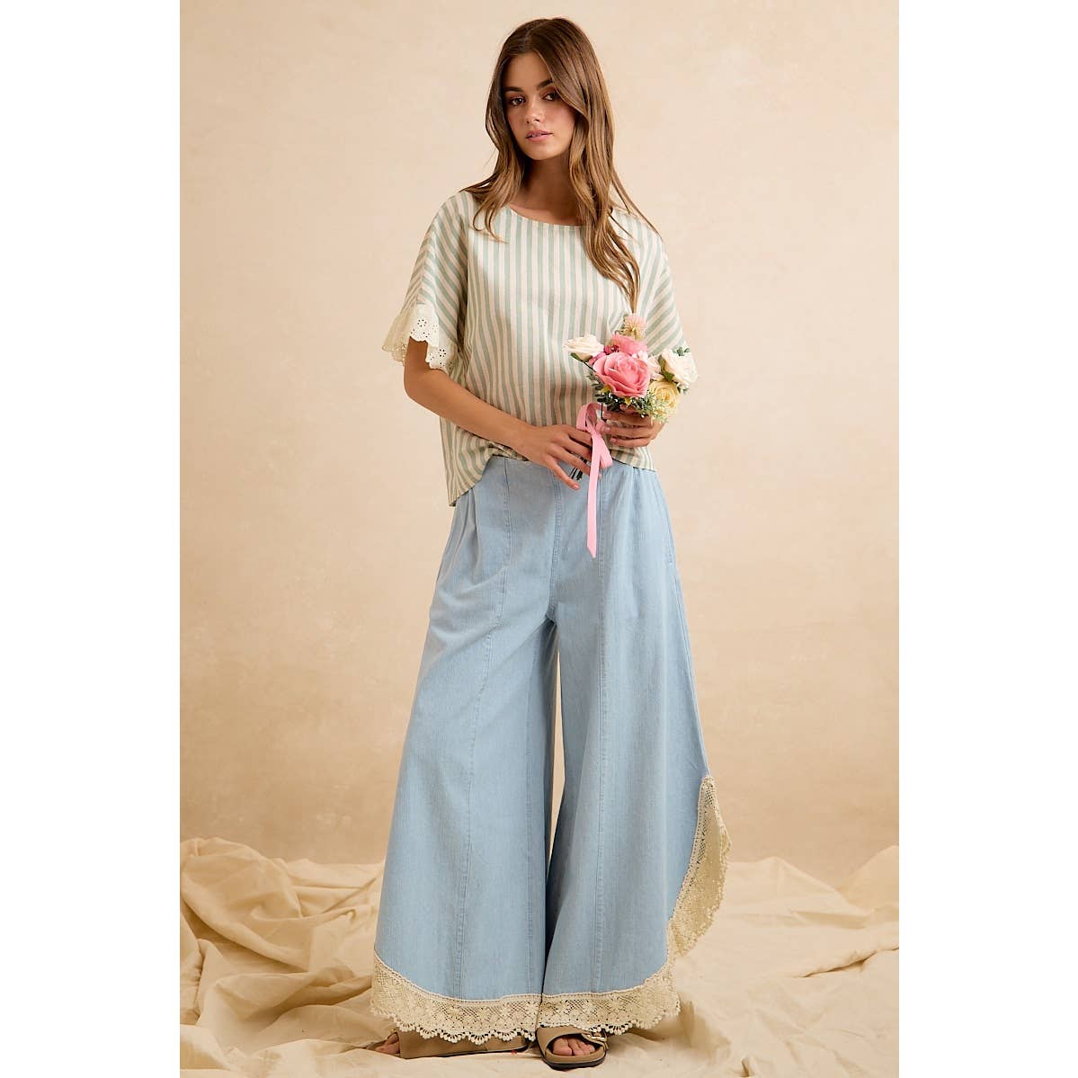Bluebell Lace Drift Palazzo Pants
