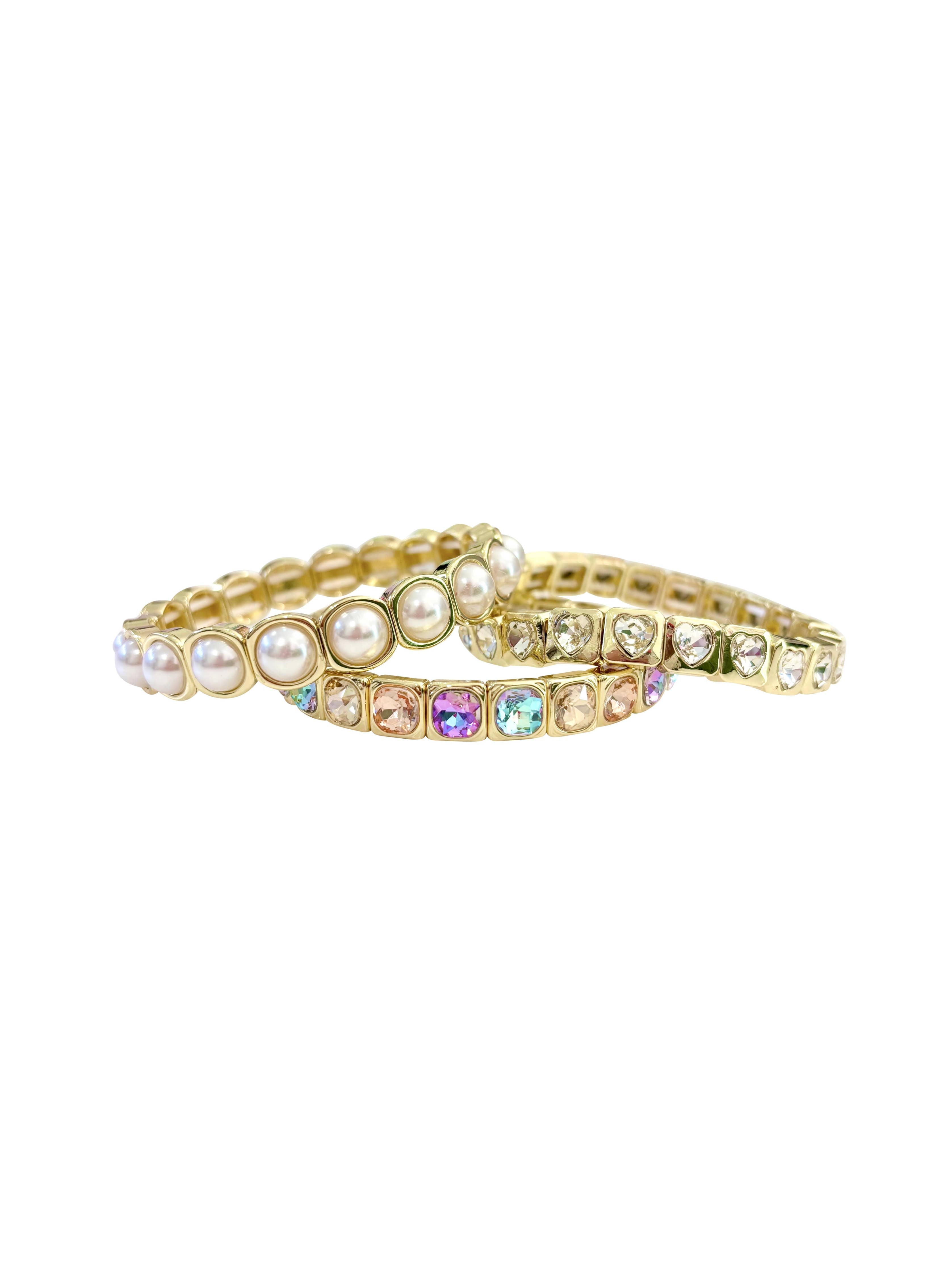 Twinkle & Pearls Bracelet Stack | Pearl & Crystal Bracelet Set/Sinton, TX