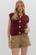 Solid sweater knit sleeveless vest top
