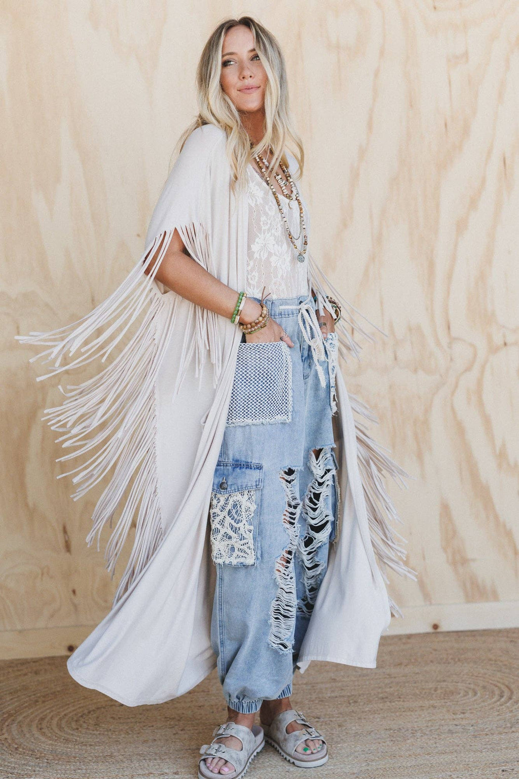Moonlit Prairie Fringe Duster | Boho Western Maxi Layer/Sinton, TX