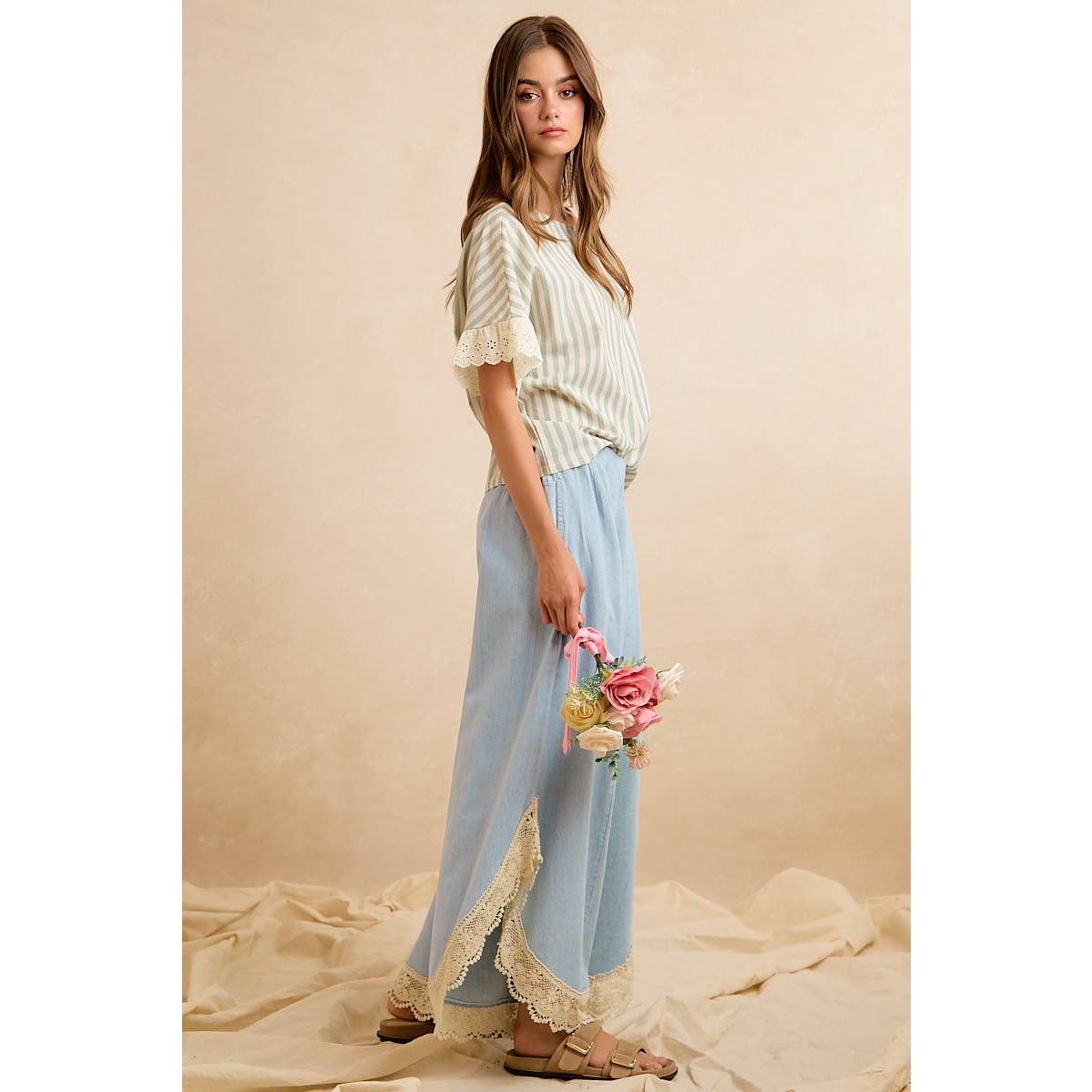 Bluebell Lace Drift Palazzo Pants