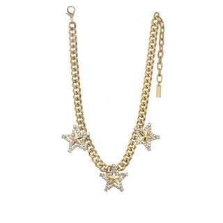 Starlet Shine Gold Tone Rhinestone Star Charm Chunky Chain Necklace