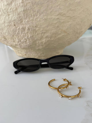 Golden Hour Glow Gold Crystal Statement Hoop Earrings